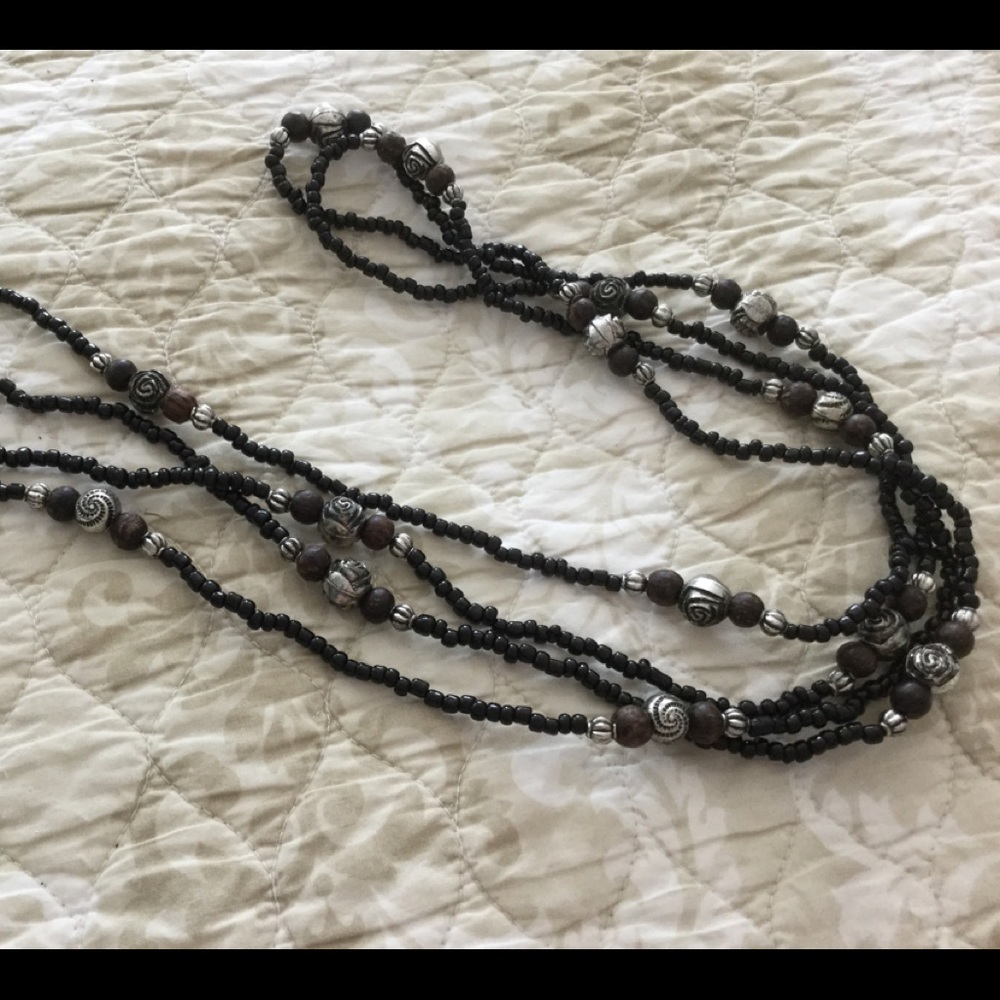 BLACK BEADED Necklace Gorgeous! Double strand